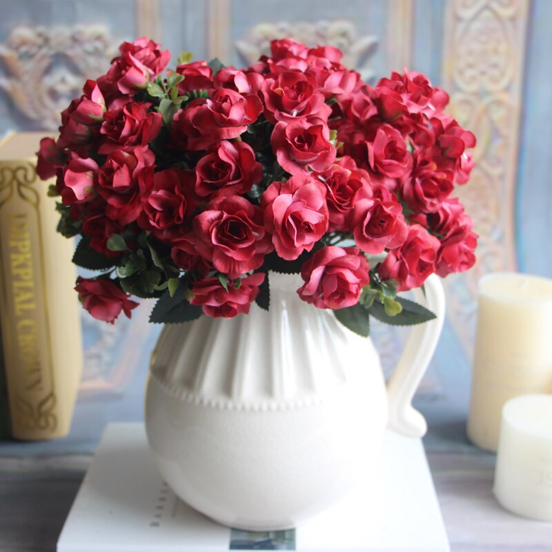 Austin 15 heads Autumn Silk Flowers Artificial Rose Wedding Party Home Floral Flower Arrangement Peony: Red