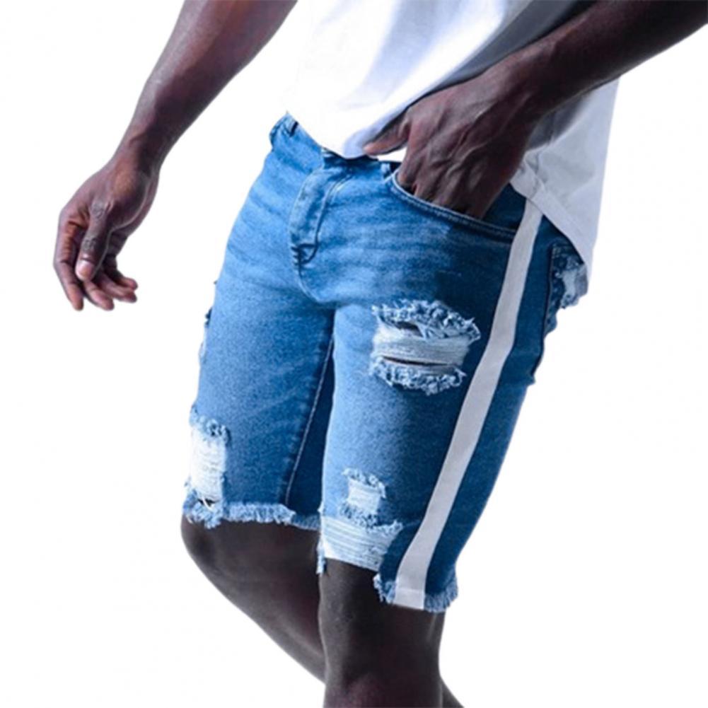 Pantalones vaqueros cortos rasgados para hombre, S... – Grandado