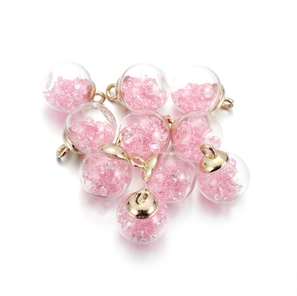 10 Uds. De cuentas de estrella de bola transparente de cristal de 16mm, dijes de lentejuelas, colgante para pulsera, collar, accesorios para hacer joyería DIY: Marrón