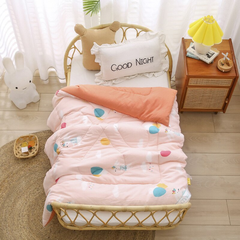 Baby Bed Quilt 120*150cm Toddler Bedding Sleeping Comfy Warm Blanket Kindergarten Boys Girl Cotton Blanket With Padding Core: pink rabbit