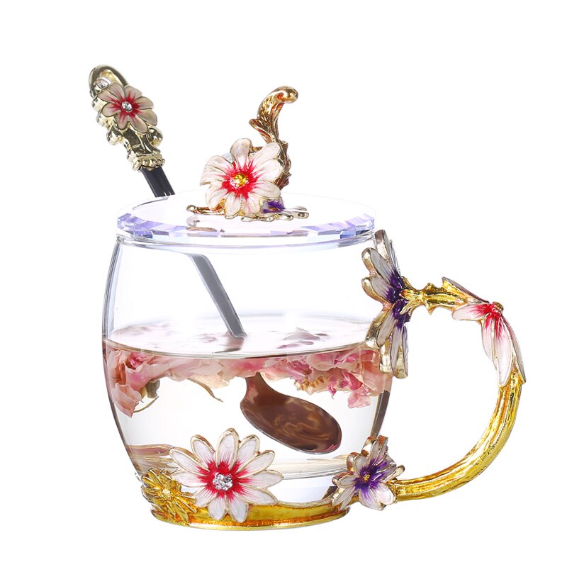 Tazas de café de vidrio esmaltado de Color, tazas de té y tazas resistentes al calor, vasos de agua para el hogar y la Oficina, artículos para beber, para los amantes: 5
