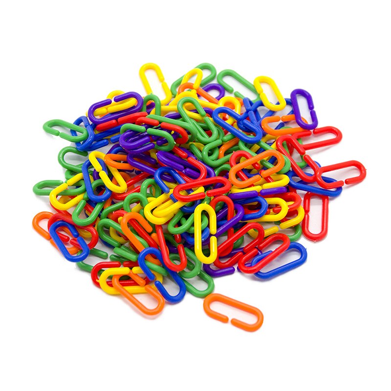 100Pcs Parrot C-clip Toy Plastic C-link Hook Chain Toys for African Grey Conure Cockatiel Colorful Parrot Hook Link Bird Toys: Default Title