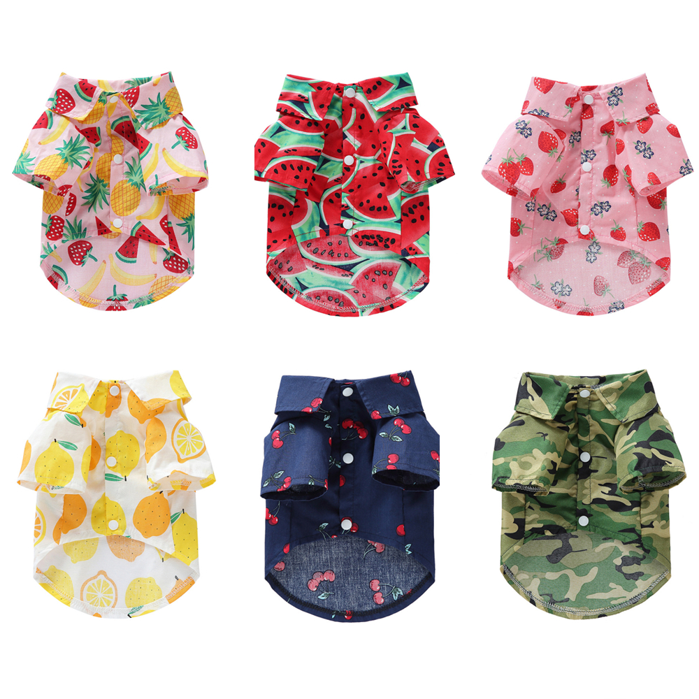 Chemises imprimées de fruits pour animaux de compagnie, T-shirt pour chien, Manteau fin, Veste pour chiot, Vêtements pour chat, Tenues pour petits chiens, Tenues de Schnauzer