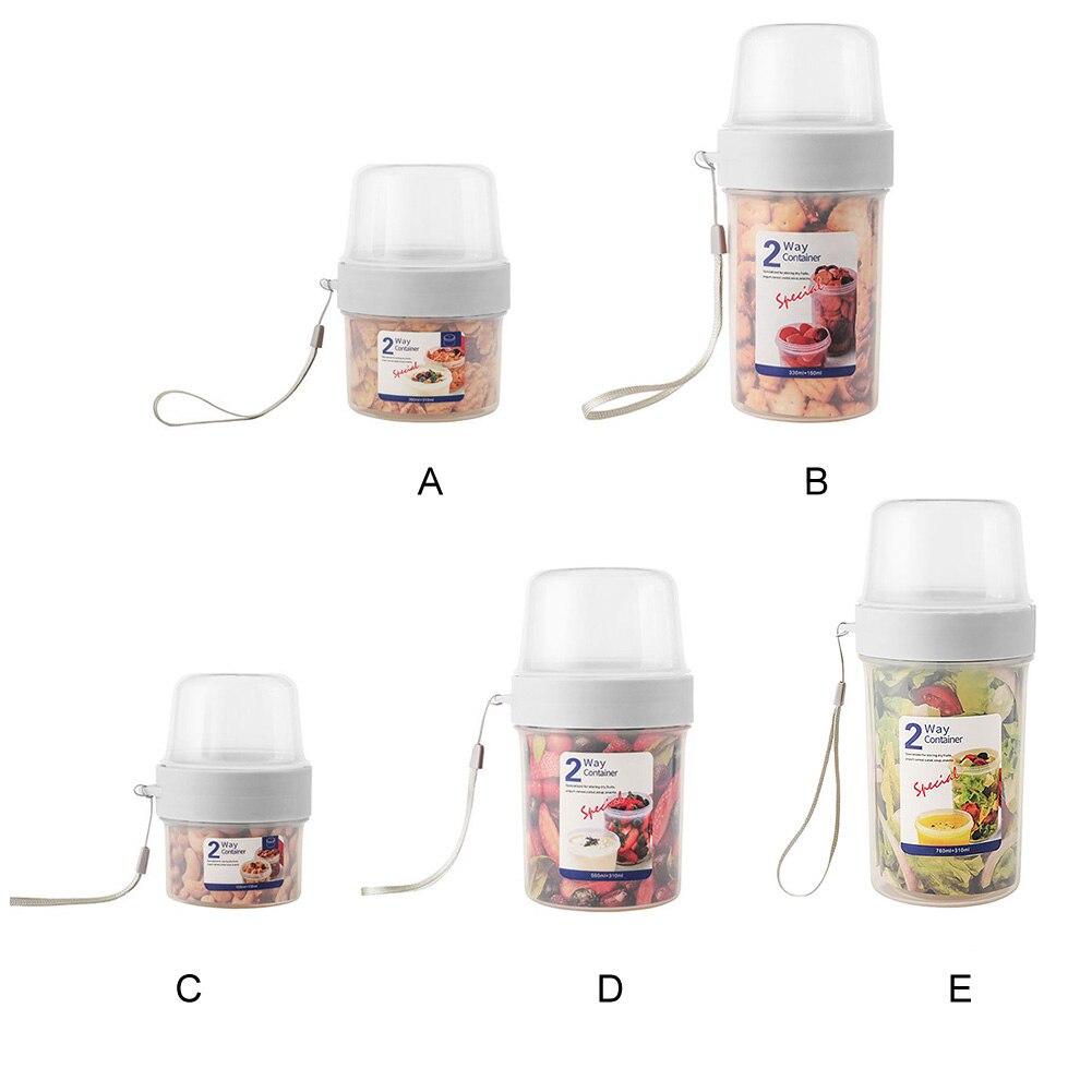 Double Layer Milk Can Sealed Food Storage Jar Moistureproof Transparent PP Vegetable Salad Outdoor Picnic Home Kitchen Portable