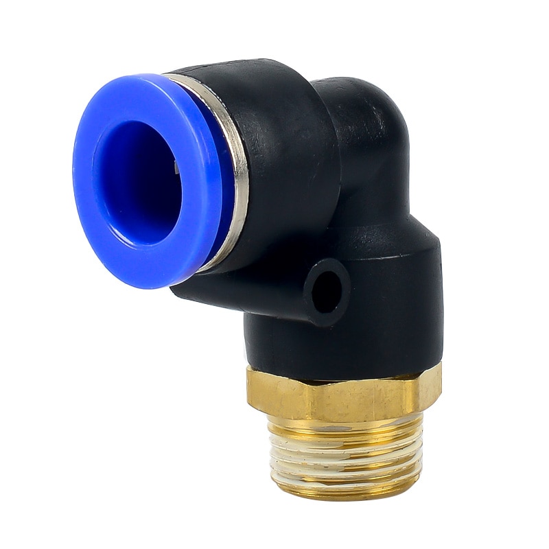 Pl pneumaattinen liitin 4mm-12mm letku  od 1/8 " 1/4 " 3/8 " 1/2 " uros pneumaattinen kierre putki kulmaliitin putki ilma työnnetään sisään
