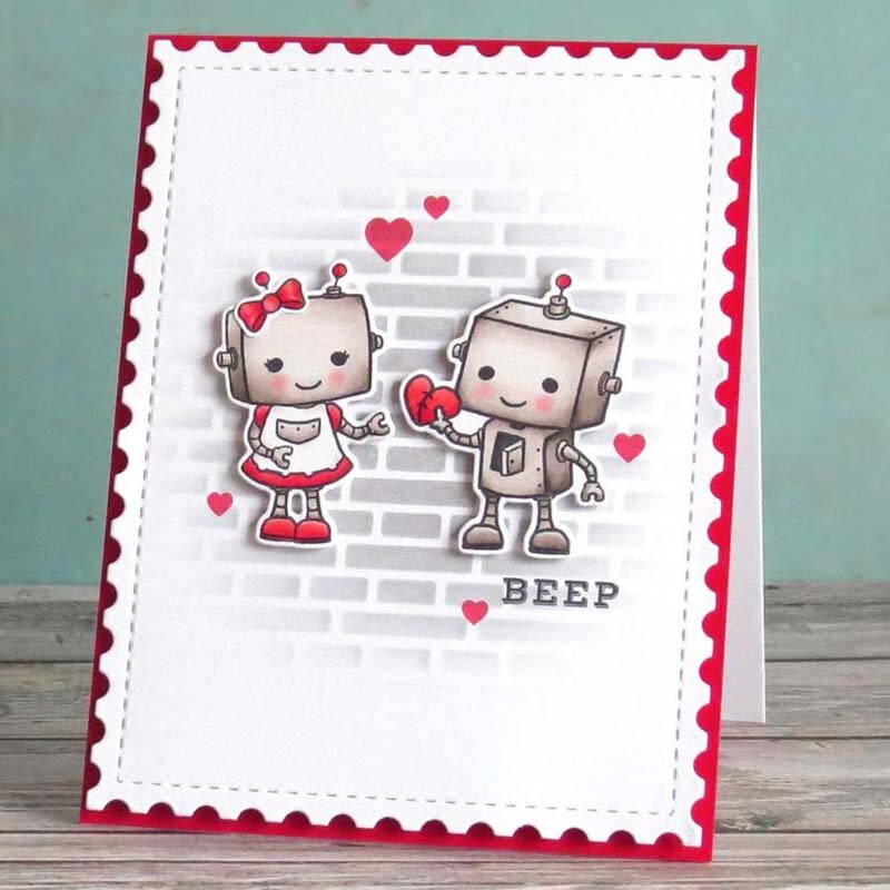Monkey Love Robot Metal Cutting Dies and Stamps Stencil for DIY Scrapbooking photo album Embossing Decorative DIY Paper Cards