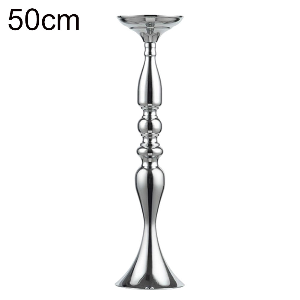 Metal Candle Holders Flowers Vase Candlestick Centerpieces Road Lead Candelabra Centerpieces Wedding porps Christmas decoration: 50cm 1pc Silver