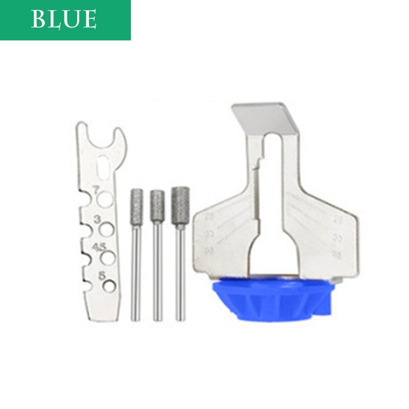 Chainsaw Sharpening Kit Rotary Sharpener Tool Chain Machine Kit Saw Blade Sharpener Guide Drill Adapter Head: Blue