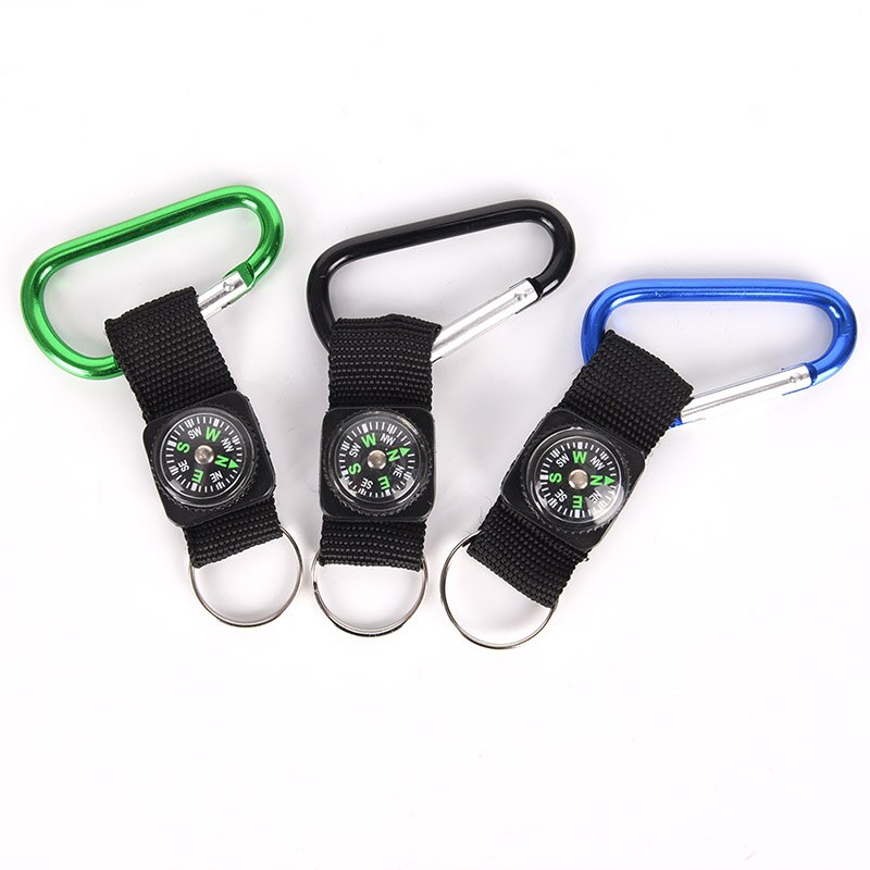 Mini Multifunctionele 3 in 1 Wandelen Reizen Kompas Thermometer Carabiner Sleutelhanger Ehbo Kits Veiligheid Survival Gereedschap