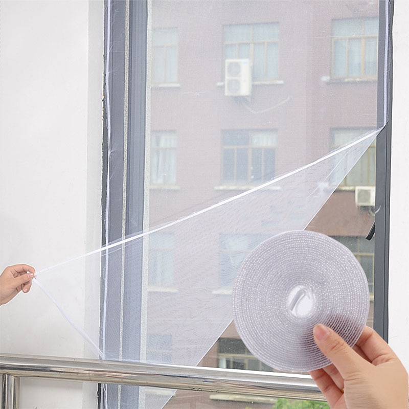 Moustiquaire Invisible en maille 1.5*1.3M, Type adhésif, Anti-moustique décoratif pour porte et fenêtre