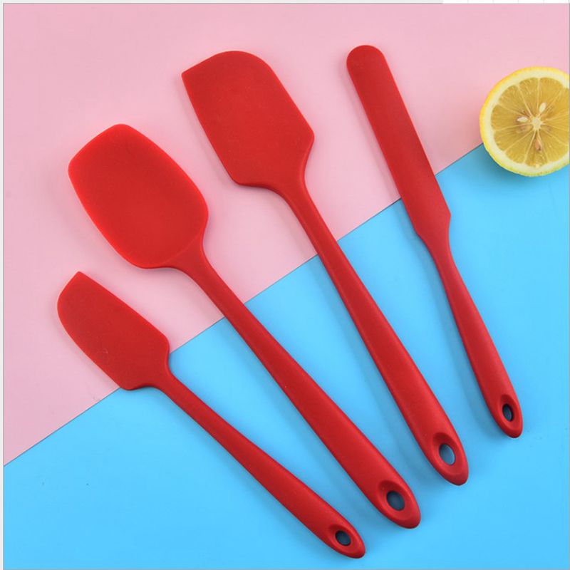 Panelas Antiaderente Para Cozinha Conj　Baking Tool Set 4-Piece Silicone Kitchen Ttools Integrated Silicone Scraper Spatula Cake