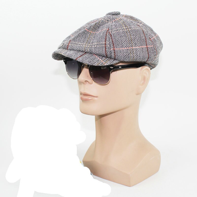 Gris Casual taxista vendedor gorra hombre gorro Ivy de conducción de verano sol plano octogonal útil
