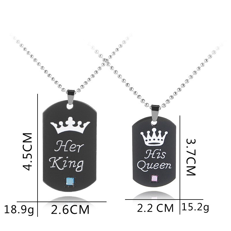 Halskette für paare mit krone, ihr könig, seine königin, diamantkette mit schriftzug, romantische erinnerung ein sterben allianz, schlüsselbeinkette