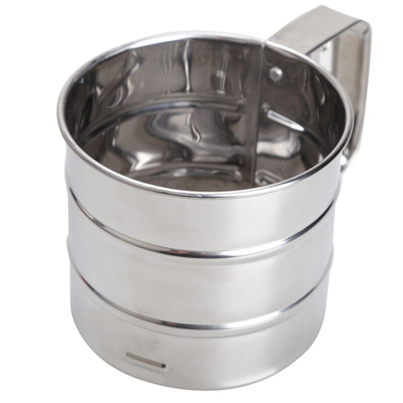 Mesh Flour Sifter Manual Sugar Icing Shaker Stainless Steel Cup Shape Kitchen Tools P7Ding