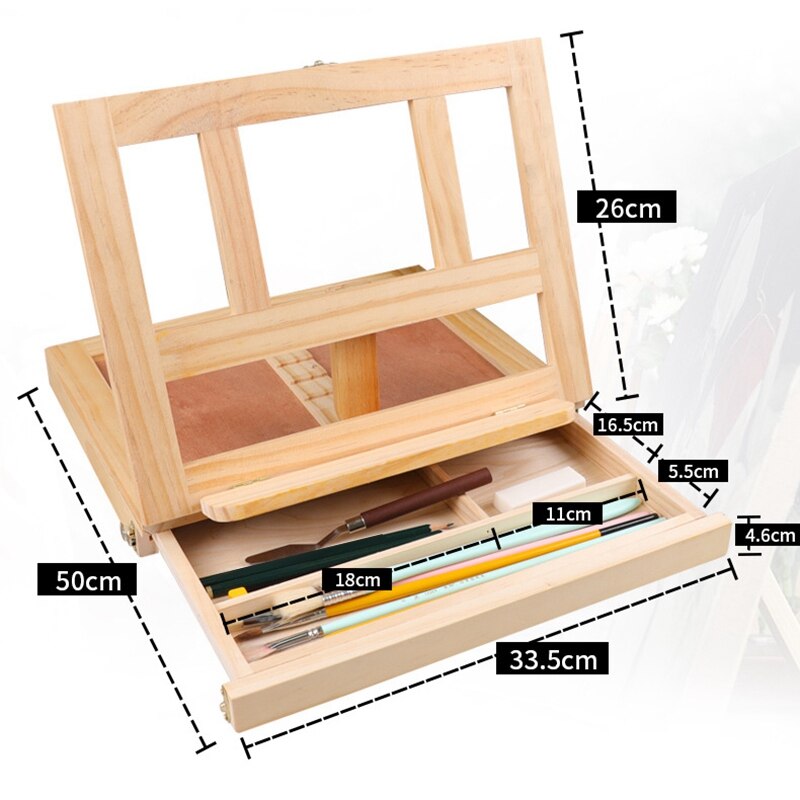 Desktop wood table easels for painting artist kids skuffeboks bærbar desktop laptop tilbehør koffert maling hardware art su