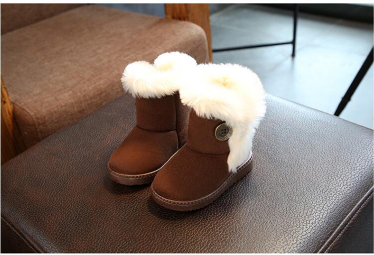 Pluche Warme Baby Peuter Laarzen Mode Kind Snowboots Schoenen Voor Jongens Meisjes Winter Schoenen 1-3 jaar Oude Kinderen Enkellaarsjes: Chocolade / 5.5