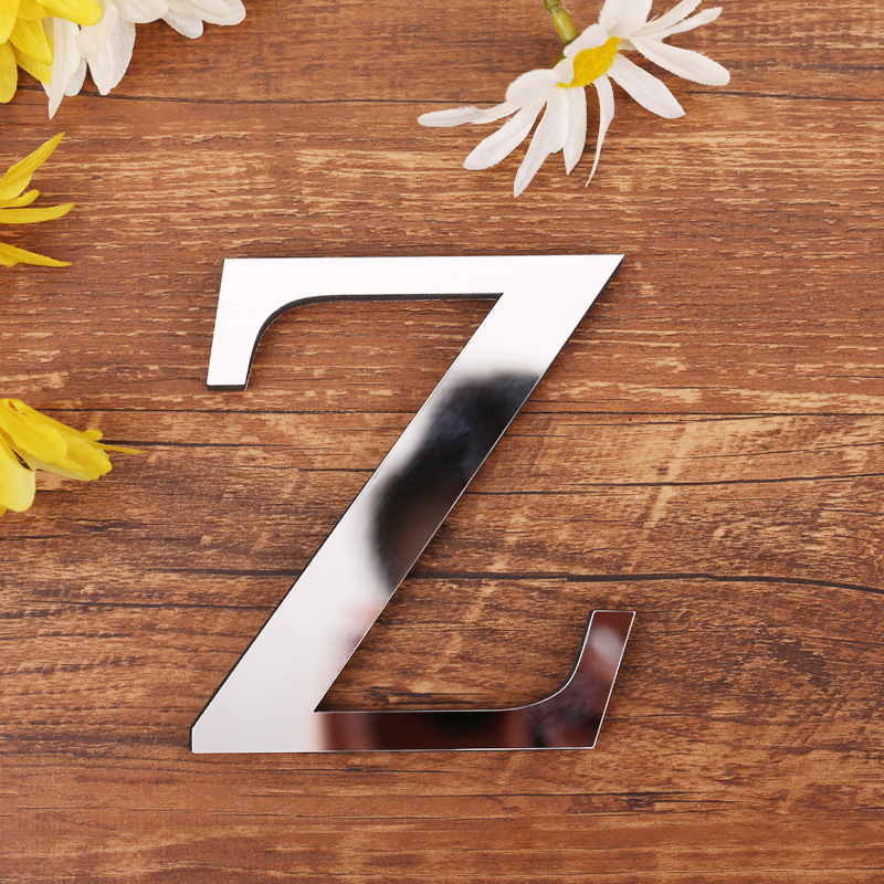 Silver Letter Acrylic 3D Mirror Wall Sticker Home Decor Alphabet Poster For Birthday Party Wedding Diy Wallpaper Peel & Stick