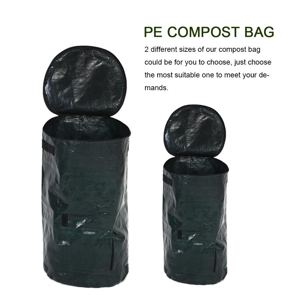 2 Sizes Garden PE Compost Bag Organic Waste Kitchen Yard Compost Bag Environmental PE Cloth Planter