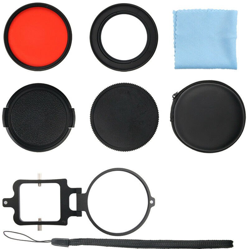 58Mm 16x Close-Up Vergrootglas Macro Rode Lens Filter Voor Gopro Hero 3 + 4 5 6 7 ondoordringbare Case Camera Accessoires