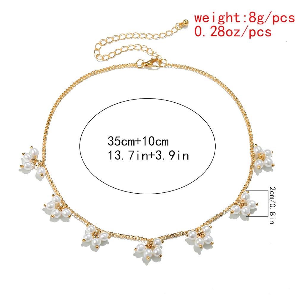 Lacteo Böhmischen Nachahmung Perle Blume Anhänger Halskette Schmuck Für Frauen Gold Farbe Twist Kette Halsband Halskette