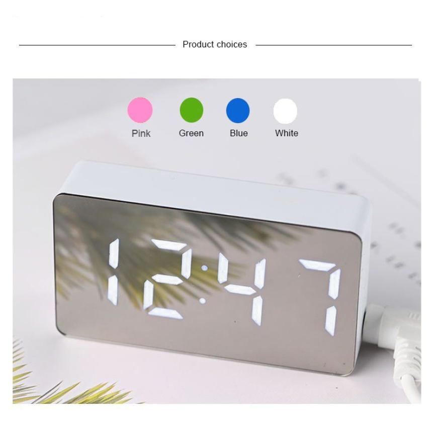 Mini LED Mirror Digital Table Alarm Clock Wake Up Light for Home Time Temperature Display Electronic Desktop Clock будильник