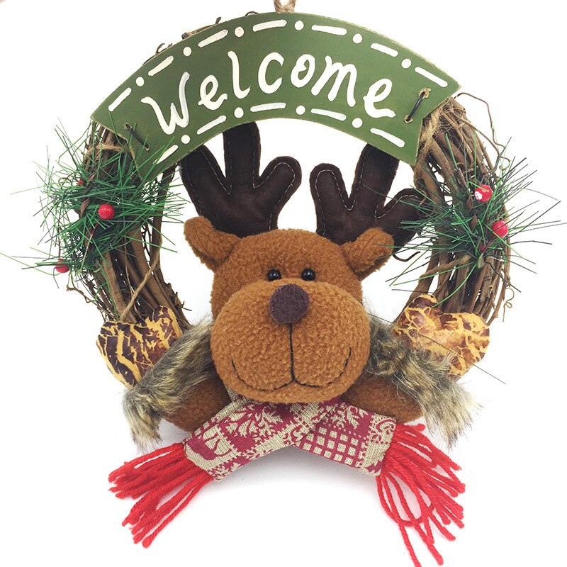 Kerst Garland Kerstman Elanden Sneeuwpop Krans Muur Opknoping Deur Decoraties Vrolijk Kerstfeest Decor Voor Thuis Gelukkig Yea: LIGHT BLUE