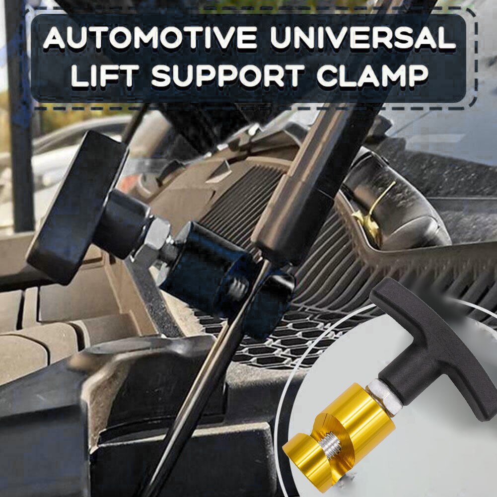 Car Hood Support Rod Trunk Air Pressure Rod Stopper Lift Rod Anti-skid Tool Hood Anti-clamping (black, Gold) Lift Support Clamp
