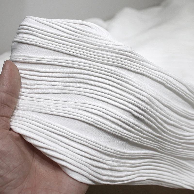 Zwart En Wit Driedimensionale Textuur Jacquard Getextureerde Stof Zachte, Huidvriendelijke Strepen Kleding High-End Designerstoffen
