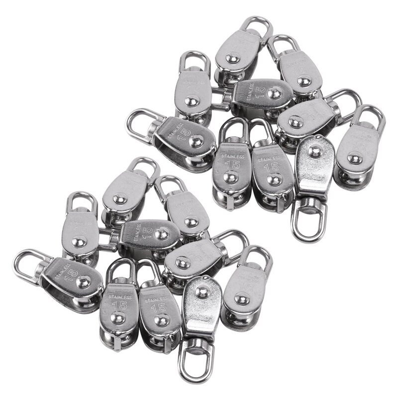 Retail Crane Pulley Block M15 Lifting Crane Swivel Hook Single Pulley Block Hanging Wire Towing Wheel 20Pcs