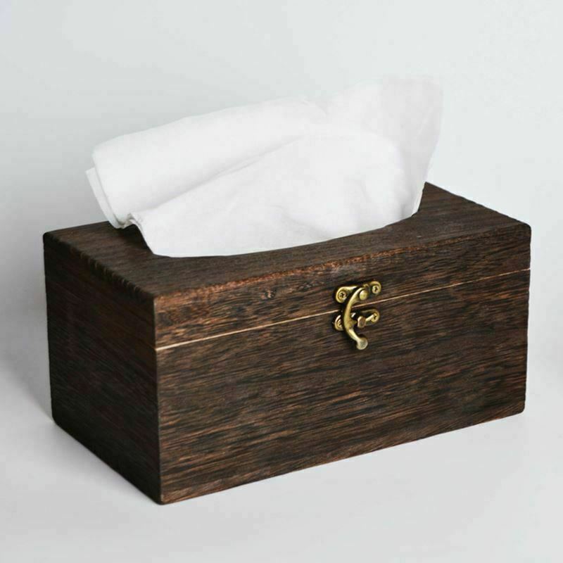 Retro Solid Wooden Tissue Box Toilet Paper Cover Case Napkin Holder Home Car Hotel Home Decor Holder Storage Organizer: Default Title