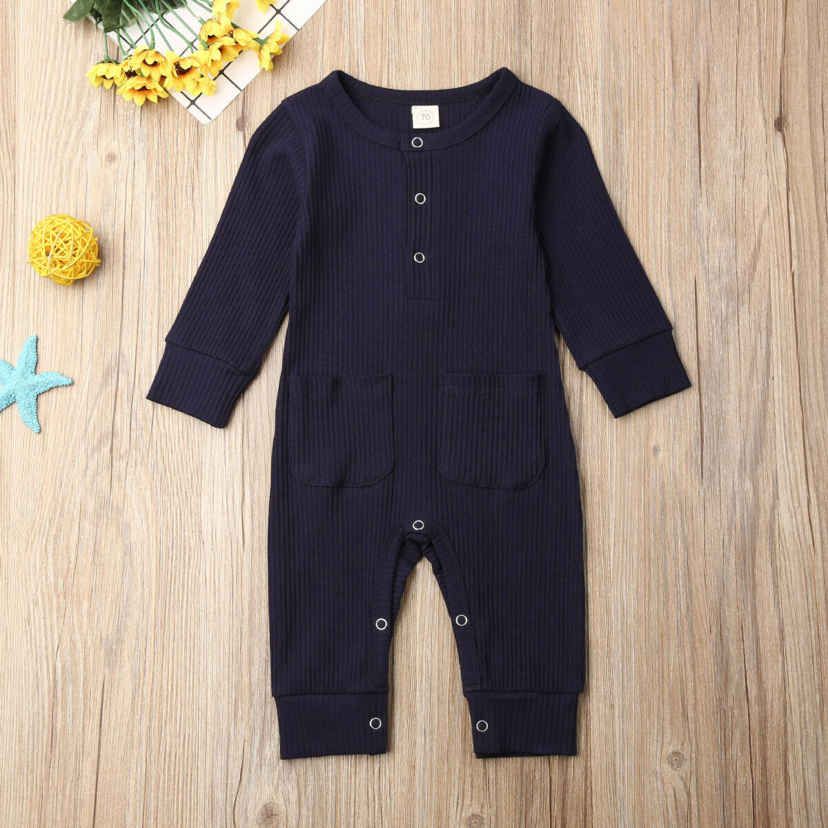 Herfst Winter Baby Kids Jongens Baby Lange Mouw Romper Jumpsuit Katoen Kleding Outfit Set 0-24M: Blauw / 70