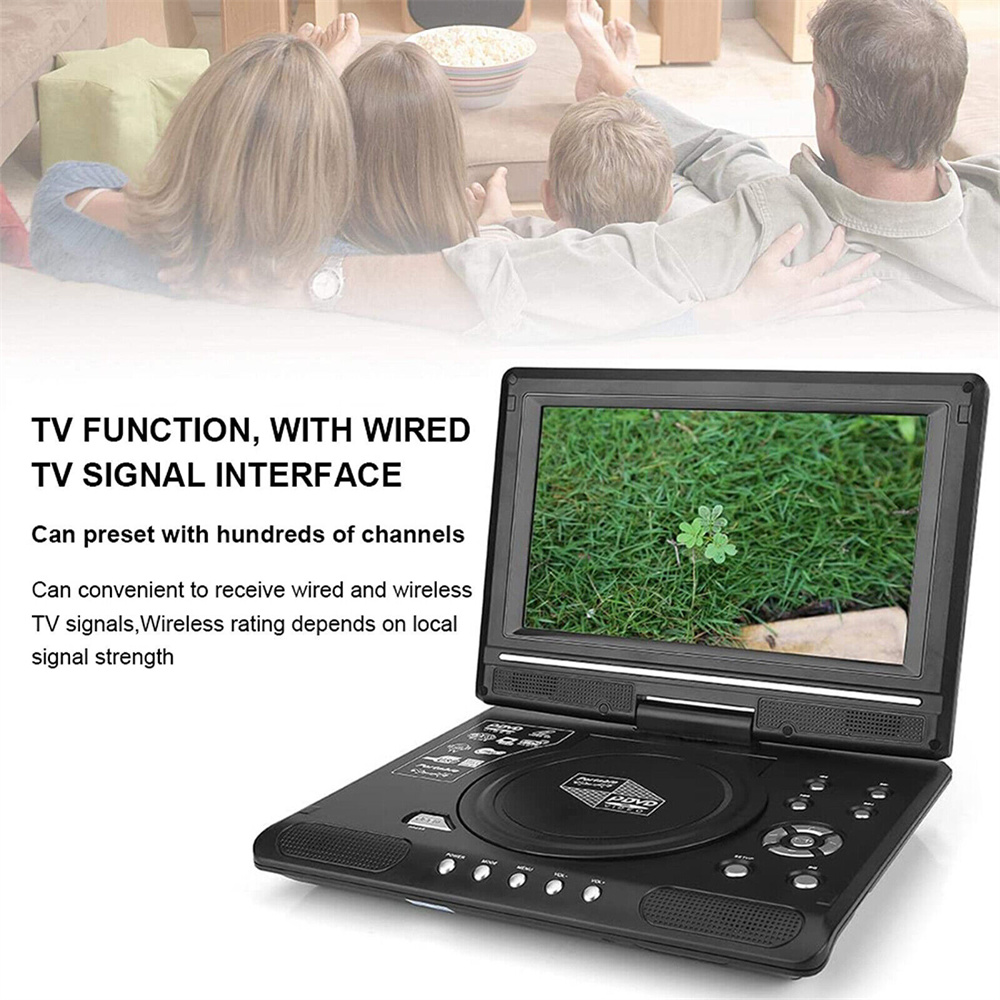 9 8 bærbar dvd-spiller hd-videospiller av-inngang utgang mini-tv for bil avspillingsenhet usa storbritannia eu au-plugg