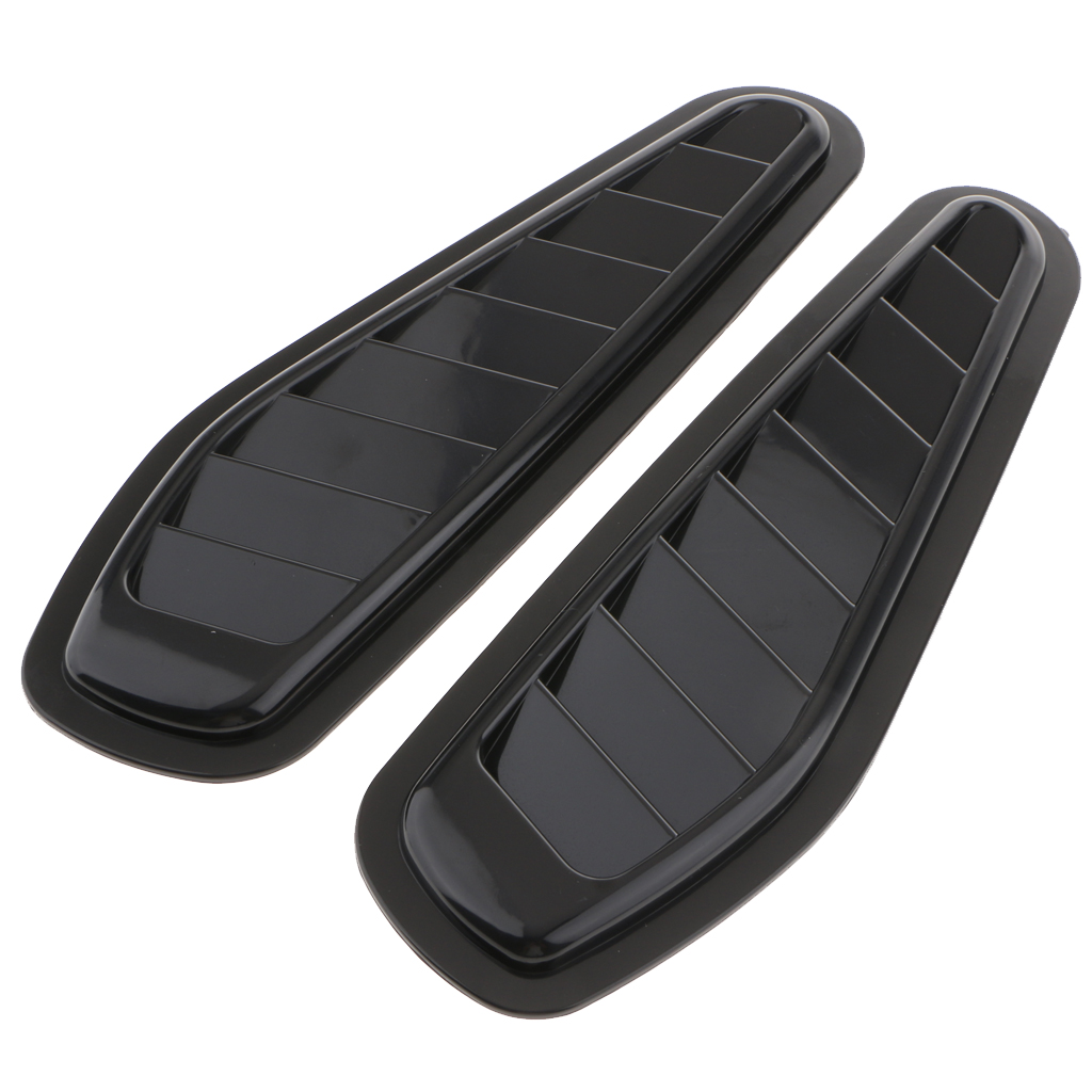 2PCS Plastic Decorative Air Flow Intake Turbo Bonnet Hood Side Vent Grille Cover With Self Adhesive Sticker