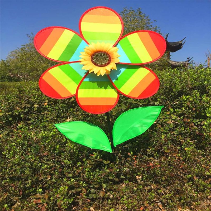 Sunflower Windmill Rainbow Wind Spinner Pinwheel Home Garden Yard Decoration Toy