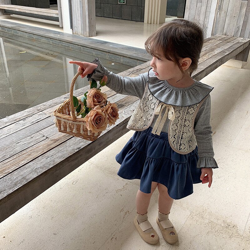 Lente Baby Meisjes Lace Hollow Out Vest Koreaanse Stijl All-Match Kids Mouwloze Tops Jassen Peuters Kinderen vesten