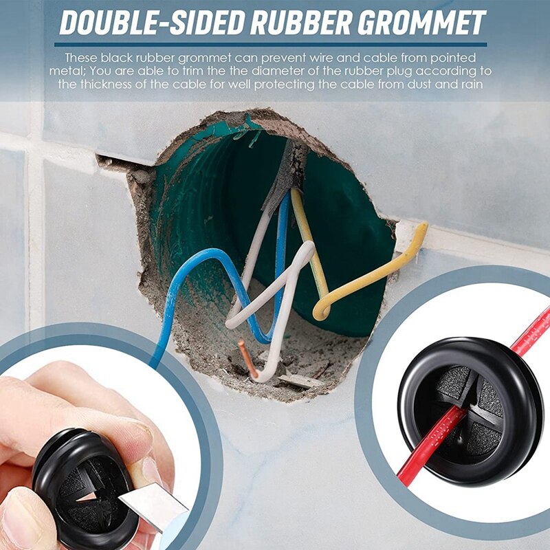 Ronde Rubber Plug Gat Grommet Kit, Dubbele Sid Elektrische Firewall Pakking Kit Met Intrekbare Mes Voor Kabel Gat Plug
