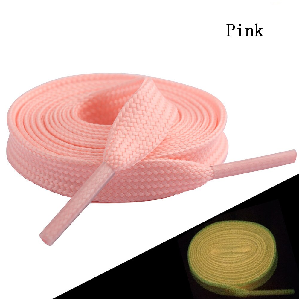 TOBEFU One Pair 120CM Luminous Shoelaces Glow In The Dark Night Color Fluorescent Flat Sneakers Canvas Shoe Laces: Pink