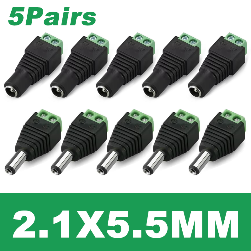 4 Uds 12V DC conector de alimentación Jack macho hembra enchufe barril 2,1mm * 5,5mm adaptador de enchufe CC 2,5mm: Lavanda