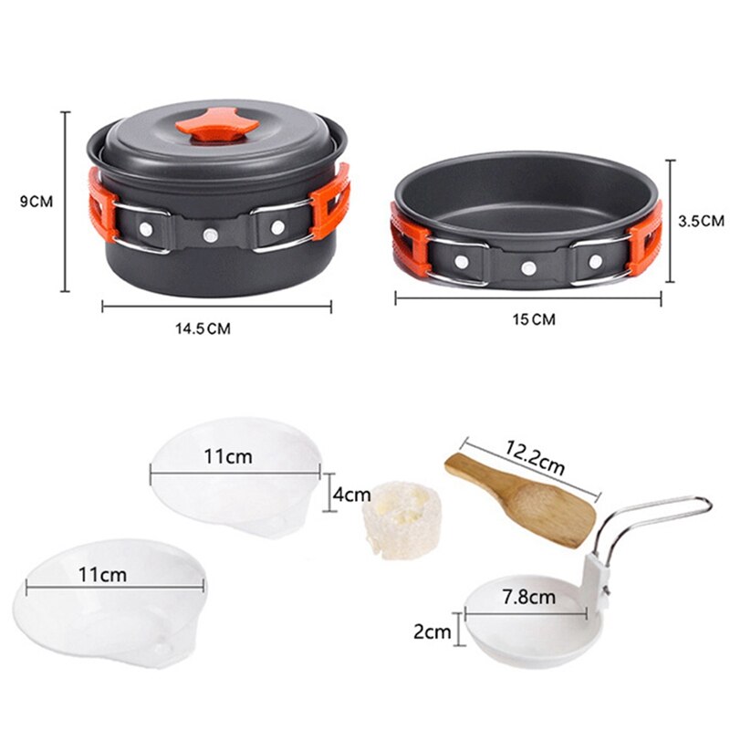 Ultralight Camping Cookware Set Outdoor Cooking Mess Kit Pot Pans Camp Kettle Portable for Backpacking Trekking Picnic