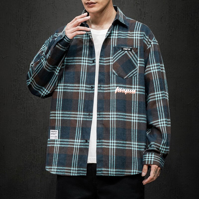 Herfst Casual Lange Mouwen Plaid Shirt Mannen Slim Fit Katoen Mannen Shirt Mannelijke Kleding Turn-Down Kraag tops M-5XL