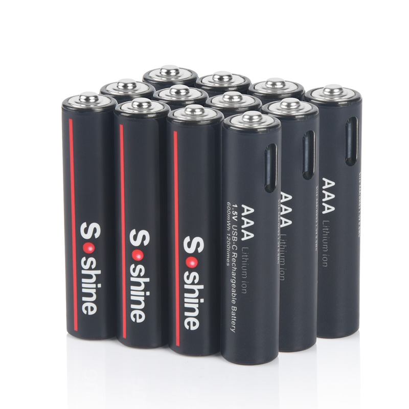 Batterie al litio USB Soshine da 600 mWh Batteria ricaricabile da 1,5 V AAA 600 mWh Ciclo di 1200 volte per topo giocattolo senza fili con telecomando: Rosso