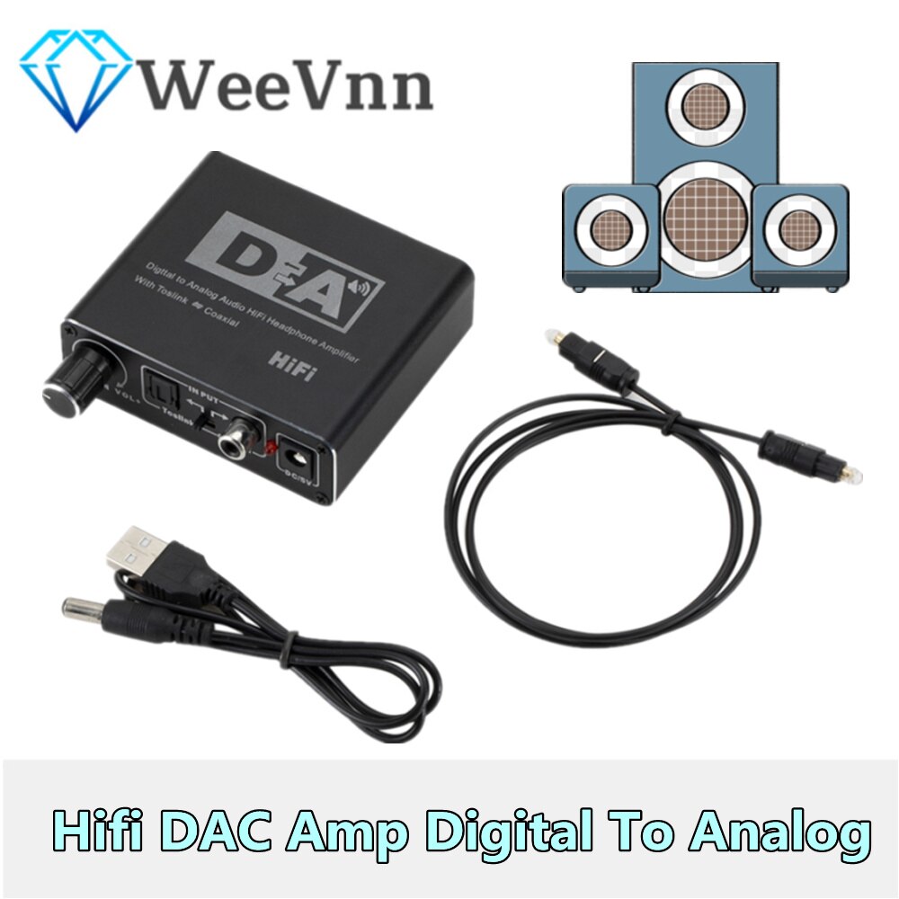 Draagbare Hifi Dac Amp Digitale Audio Analoog Converter Rca 3.5Mm Hoofdtelefoon Versterker Toslink Optische Coaxiale Uitgang Dac 24bit
