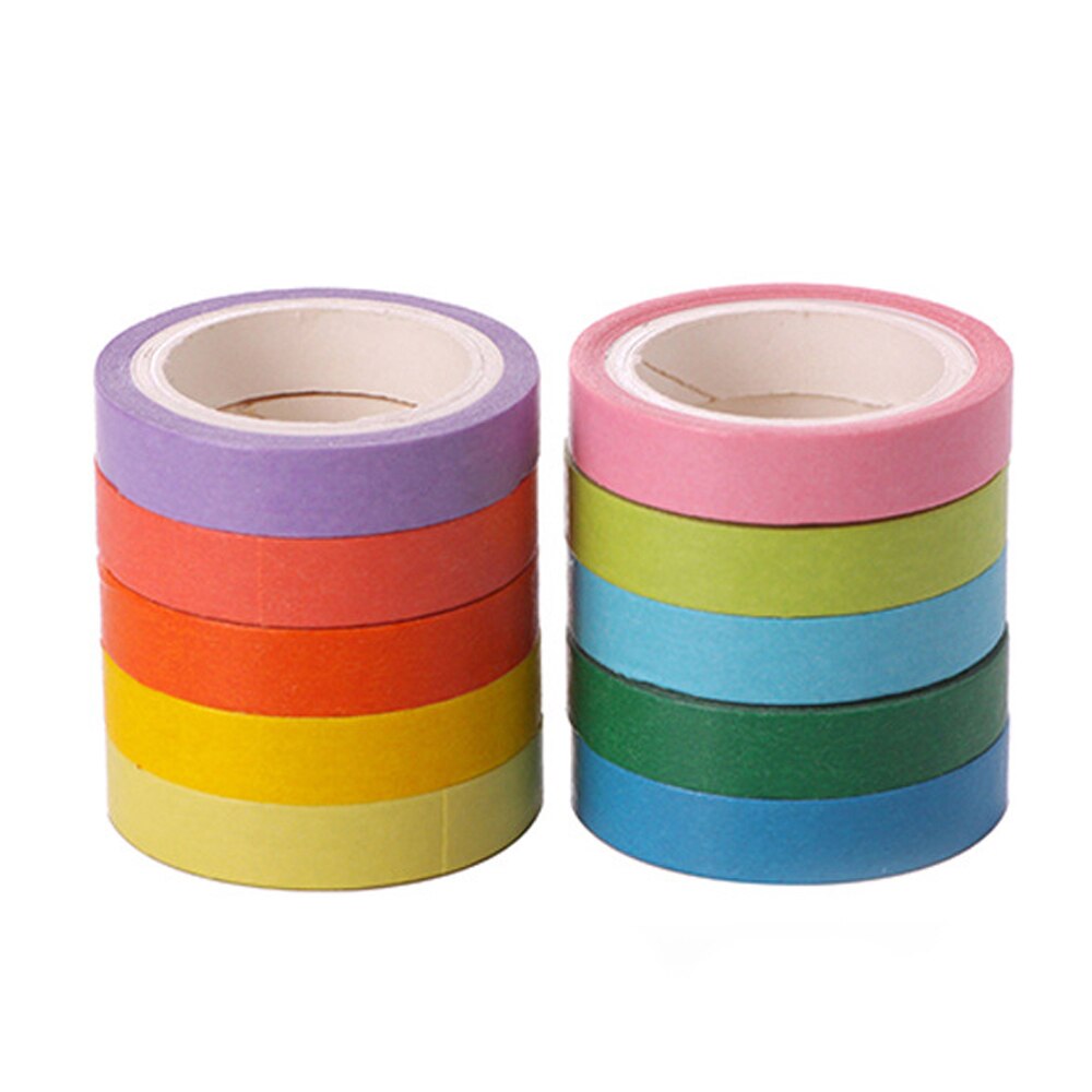 Regenboog Kleuren Sticky Papier Roll Tape 10 stks/pak Diy Craft Decoratie Washi Tape Scrapbooking Stickers