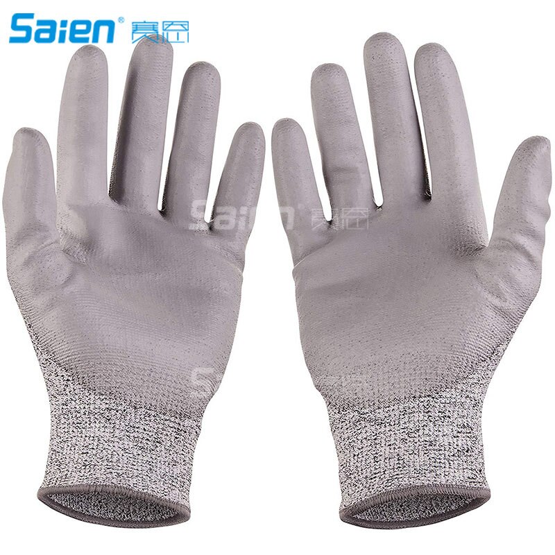 SafeAt Safety Flex Guanti Da Lavoro Antitaglio Livello 5 - Rivestiti In PU, Alta Destrezza, Multiuso (M/L/XL)