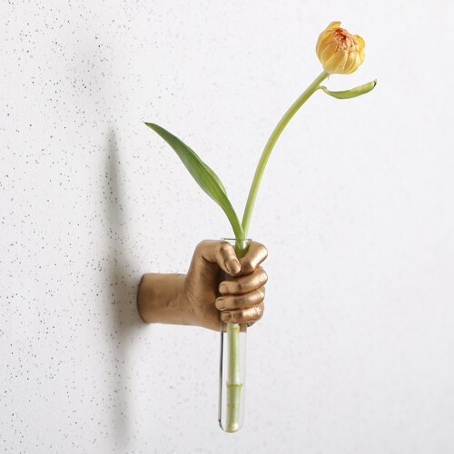Harpiks glas vægmonteret vase blomst holder hånd abstrakt væg hængende dekoration blomsterarrangement boligindretning: -en