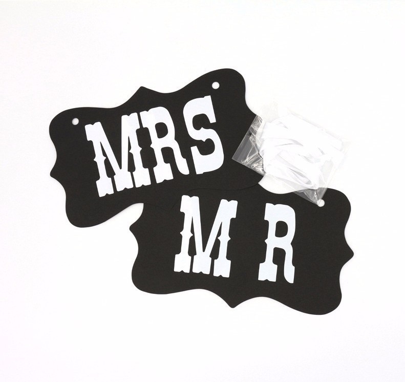 Hr. fru fotoboks rekvisitter bryllup dekorationer lige gift photobooth foto rekvisitter bryllup fest favoriserer forsyninger: Sort