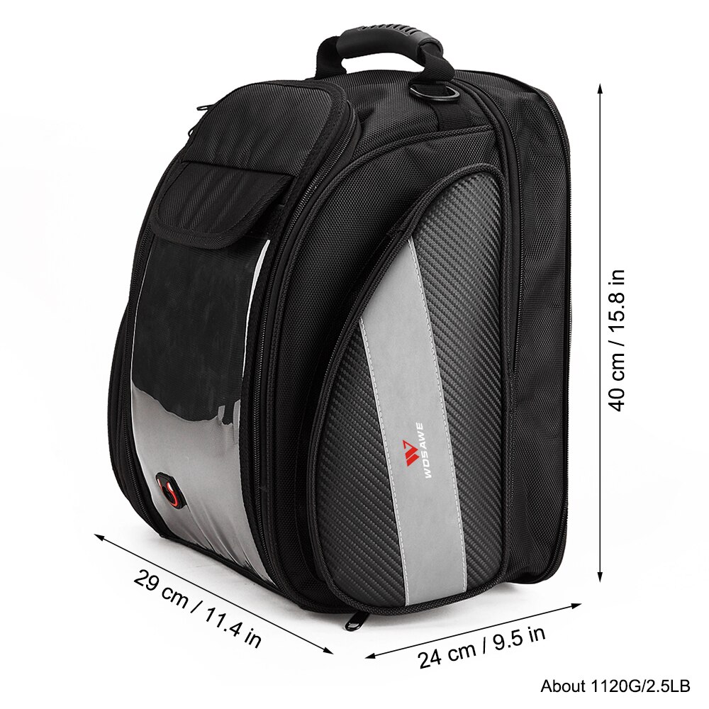 Wosawe Waterdichte Motorcycle Tank Tas Grote Scherm Tastbaar Hoge Capaciteit Reflecterende Multifunctionele Magnetische Tas Reisbagage: Tank Bag 1