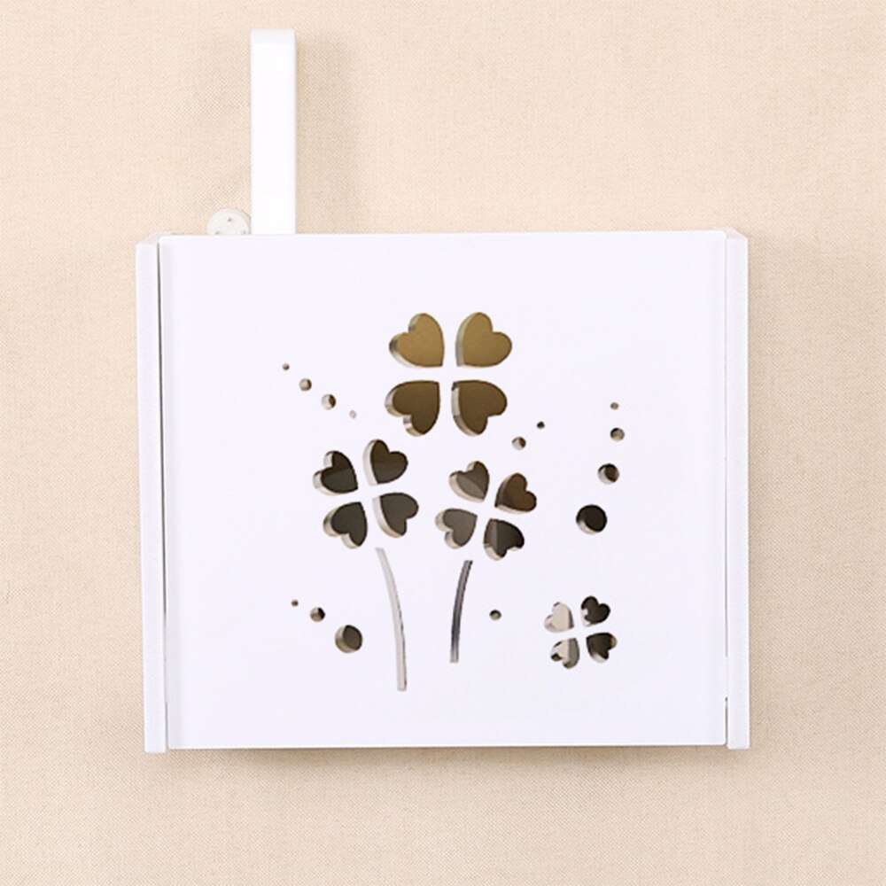 Wifi Router Shelf Storage Boxes Cable Power Plus Wire Bracket Organizer Wood-Plastic Wall Shelf Hanging Plug Bracket Box Wire: 24x20x8.5cm A