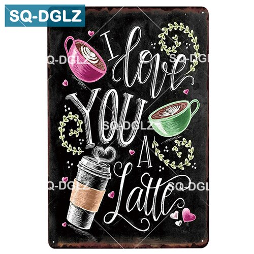 [sq-dglz] kaffe gør alt muligt metalskilt kaffepause vægdekoration kaffemenu blikskilte maleri plakater kunstplakat: 1143
