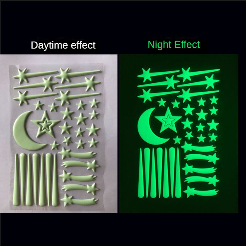 3D Bubble Luminous Stars Moon Dots Wall Sticker for kids room bedroom home decoration Glow in the dark DIY combination Stickers: Meteor green